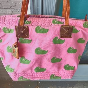 Vintage Dooney & Bourke canvas bag  pink with green ducks